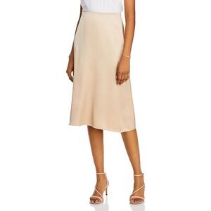 AQUA Champagne Midi Skirt Satin A-Line Career Party‎ XXL